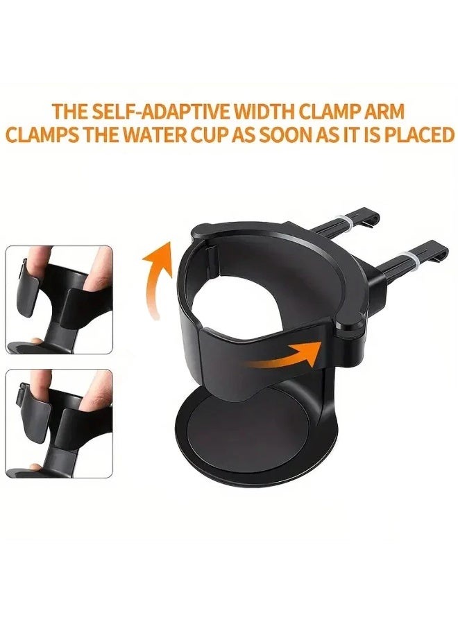 حامل أكواب للسيارة قابل للتوسيع لفتحة تهوية لوحة القيادة، حامل أكواب قابل للتعديل ذاتي التكيف مع وسادات EVA مانعة للانزلاق، حامل مشروبات عالمي لأكواب القهوة والزجاجات والعلب (أسود) - B1101 - Image 3